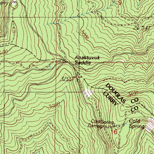 Topographic Map of Anaktuvuk Saddle, OR
