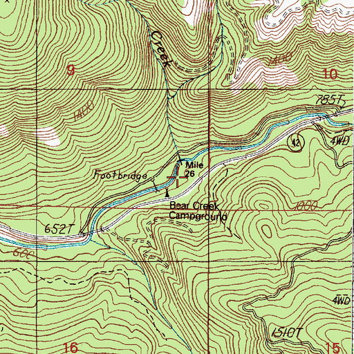 Topographic Map of Bear Creek Recreation Site, OR