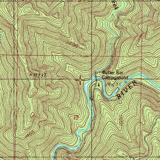 Topographic Map of Butler Bar Recreation Site, OR