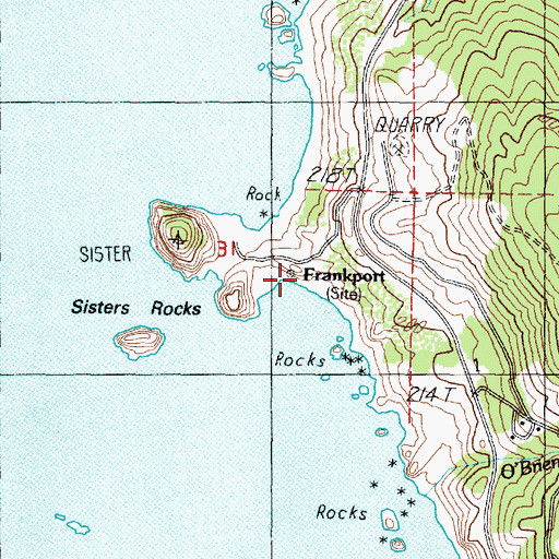 Topographic Map of Frankport, OR