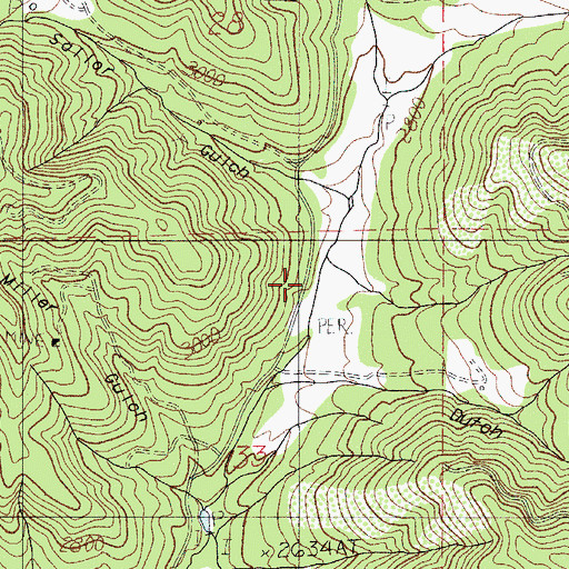 Topographic Map of Trickle Creek, OR