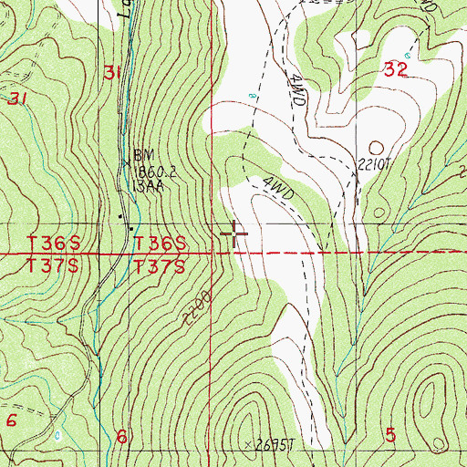 Topographic Map of Lake Creek Flats, OR