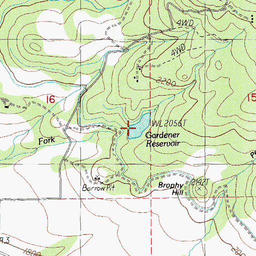 Topographic Map of Gardener Reservoir, OR