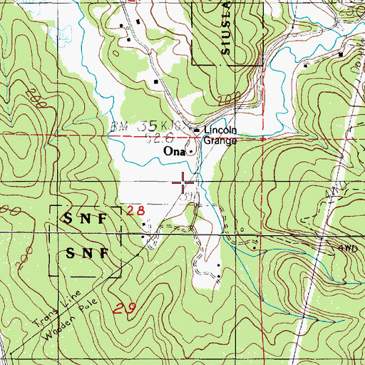Topographic Map of Worth Creek, OR