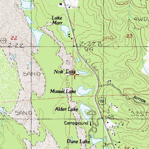 Topographic Map of Nott Lake, OR