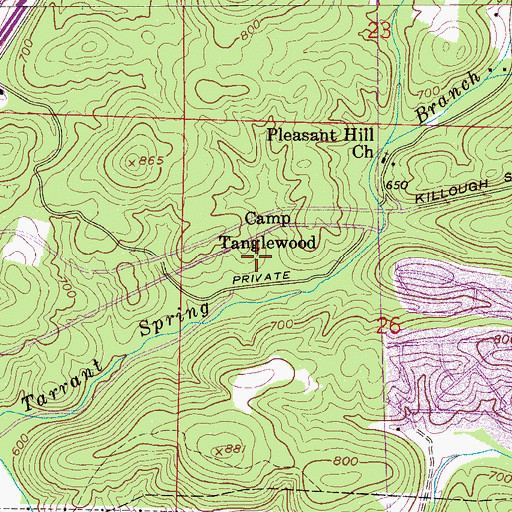 Topographic Map of Camp Tanglewood, AL