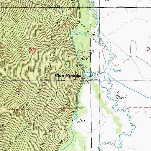 Topographic Map of Blue Spring, OR