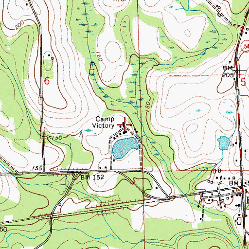 Topographic Map of Camp Victory, AL