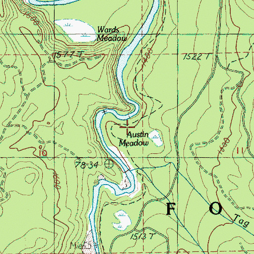 Topographic Map of Austin Creek, OR