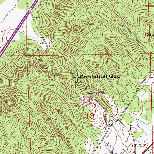 Topographic Map of Campbell Gap, AL