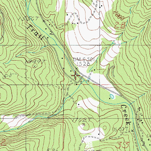 Topographic Map of Hill Creek, OR