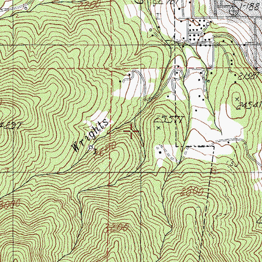 Topographic Map of West Fork Wrights Creek, OR
