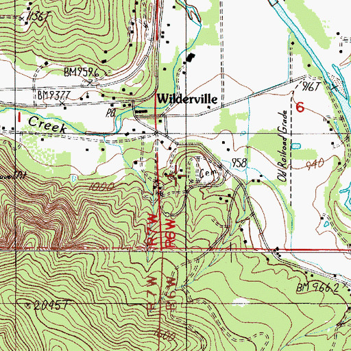 Topographic Map of Wilderville Cemetery, OR
