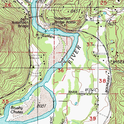 Topographic Map of Robertson Creek, OR
