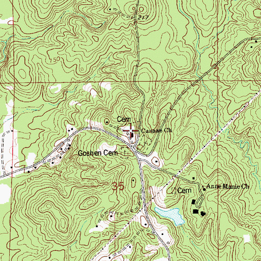 Topographic Map of Canaan Cumberland Presbyterian Church, AL