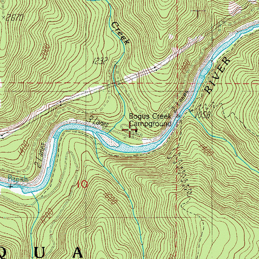 Topographic Map of Bogus Creek Recreation Site, OR