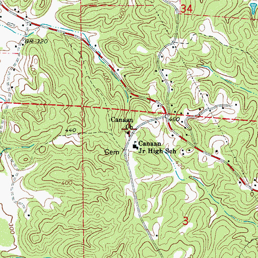Topographic Map of Canaan Church, AL