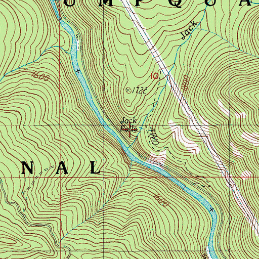 Topographic Map of Jack Falls, OR