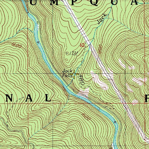 Topographic Map of Jack Falls, OR
