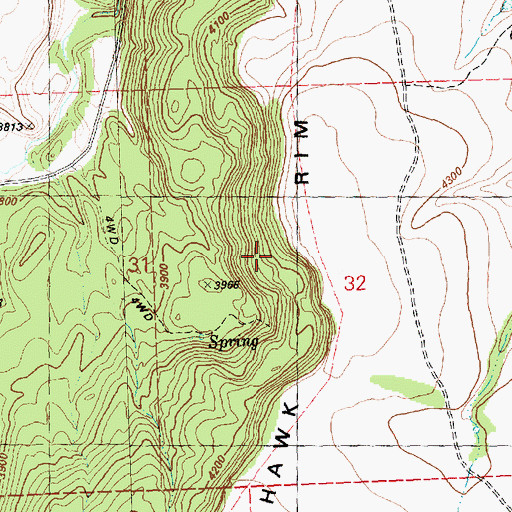 Topographic Map of Hawk Rim, OR