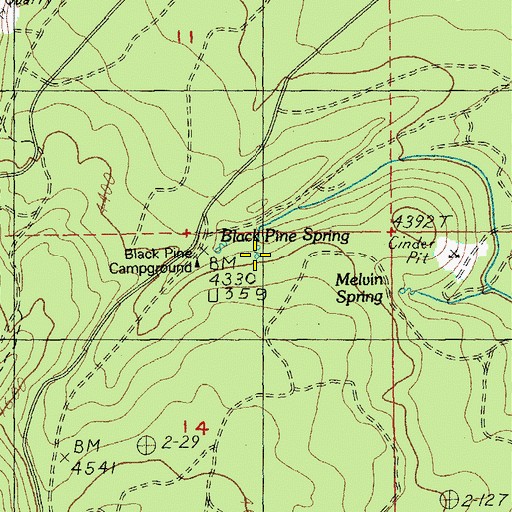 Topographic Map of Black Pine Spring, OR