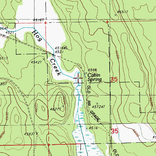 Topographic Map of Cabin Spring, OR