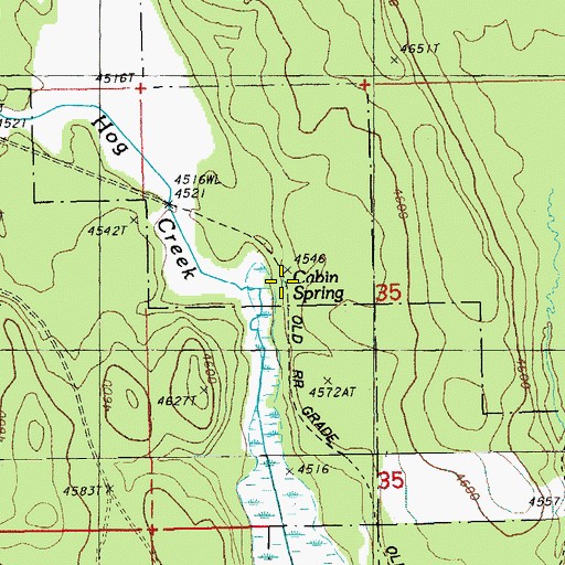 Topographic Map of Cabin Spring, OR