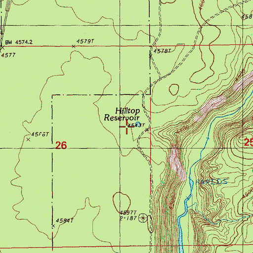 Topographic Map of Hilltop Reservoir, OR