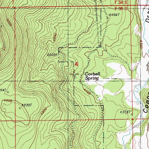 Topographic Map of Corbell Spring, OR
