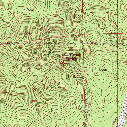 Topographic Map of Mill Creek Spring, OR