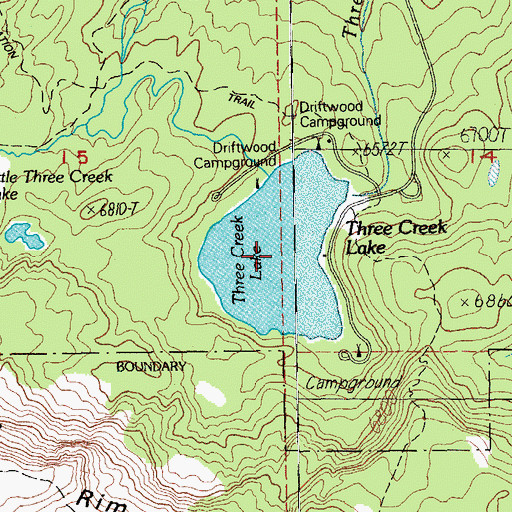 Topographic Map of Three Creek Lake, OR