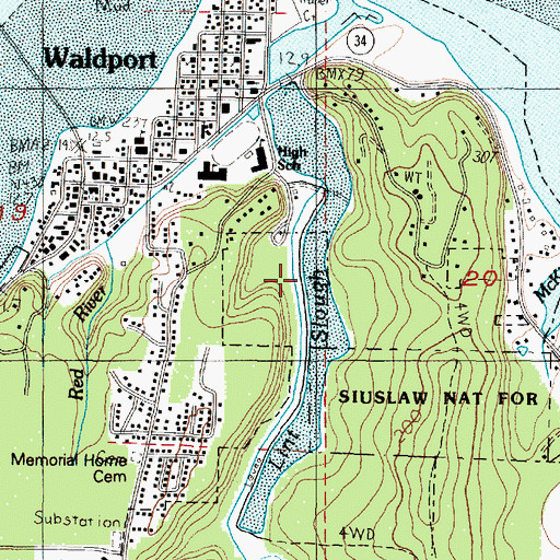 Topographic Map of Lint Slough Reservoir, OR
