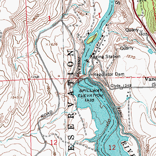 Topographic Map of Pelton Regulating Dam, OR