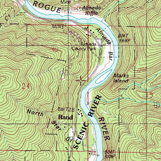 Topographic Map of Marks Island, OR