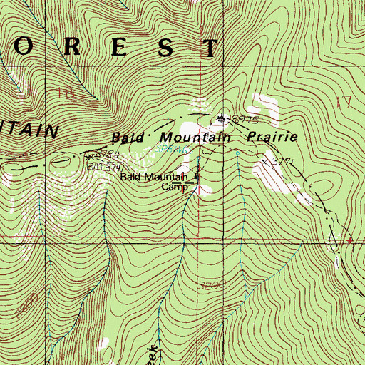 Topographic Map of Bald Mountain Camp, OR