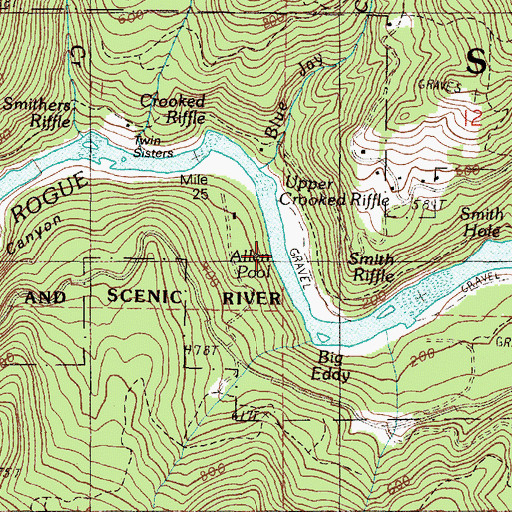 Topographic Map of Allen Pool, OR
