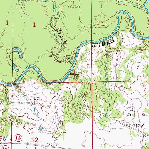 Topographic Map of Caney Creek, AL
