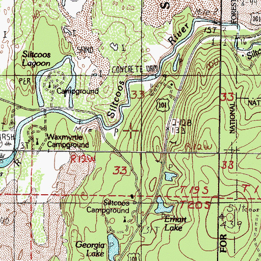 Topographic Map of Lodgepole Recreation Site, OR