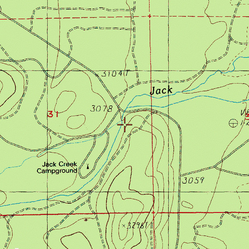 Topographic Map of Jack Creek Recreation Site, OR