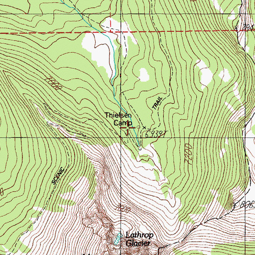 Topographic Map of Thielsen Creek Recreation Site, OR