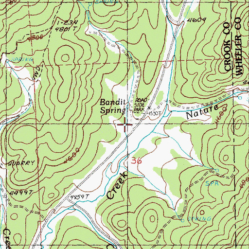 Topographic Map of Bandit Spring Safety Rest Area, OR
