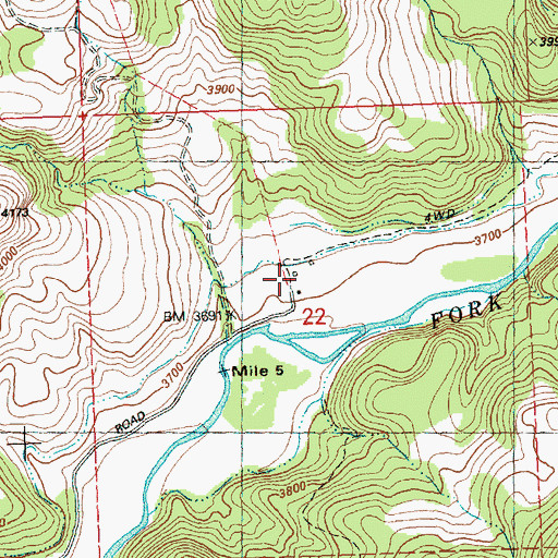 Topographic Map of Teaters Ranch, OR