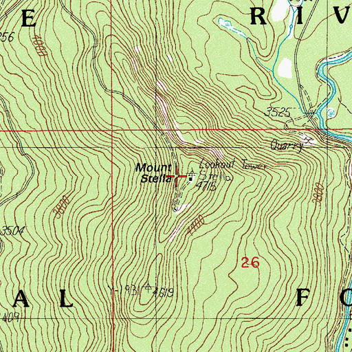 Topographic Map of Mount Stella Lookout Tower, OR