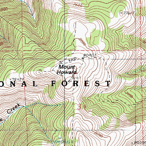 Topographic Map of Mount Howard Gondola Recreation Site, OR