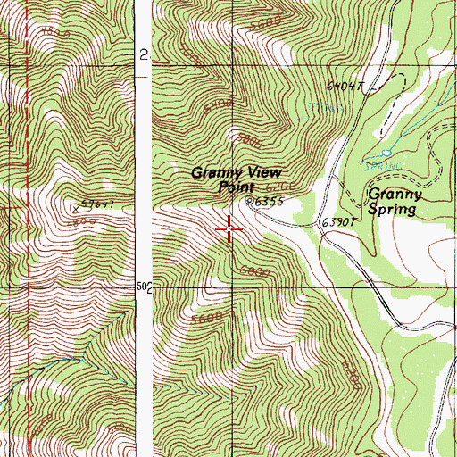 Topographic Map of Granny View Recreation Site, OR