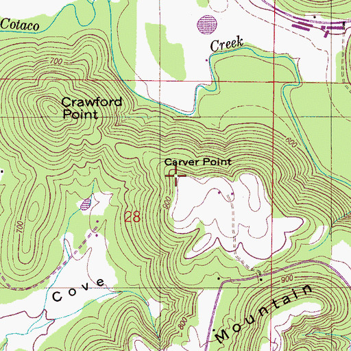 Topographic Map of Carver Point, AL