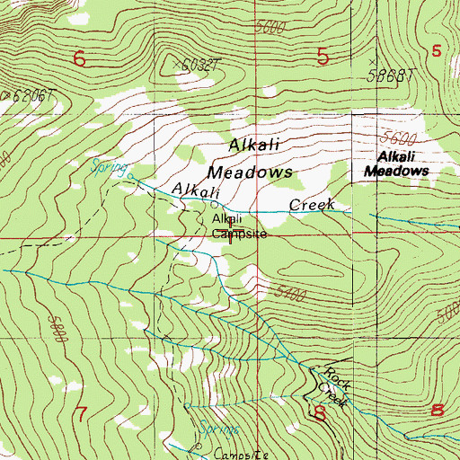 Topographic Map of Alkali Camp, OR