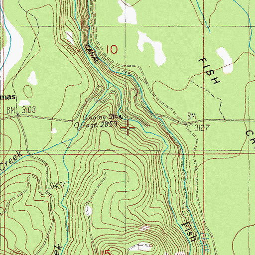 Topographic Map of Fish Creek Campground, OR
