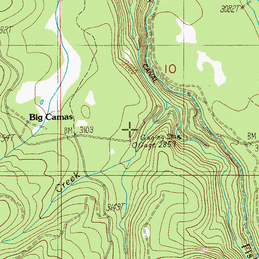 Topographic Map of Camas Creek Campground, OR