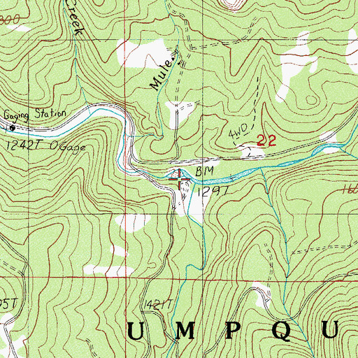 Topographic Map of Mule Creek, OR